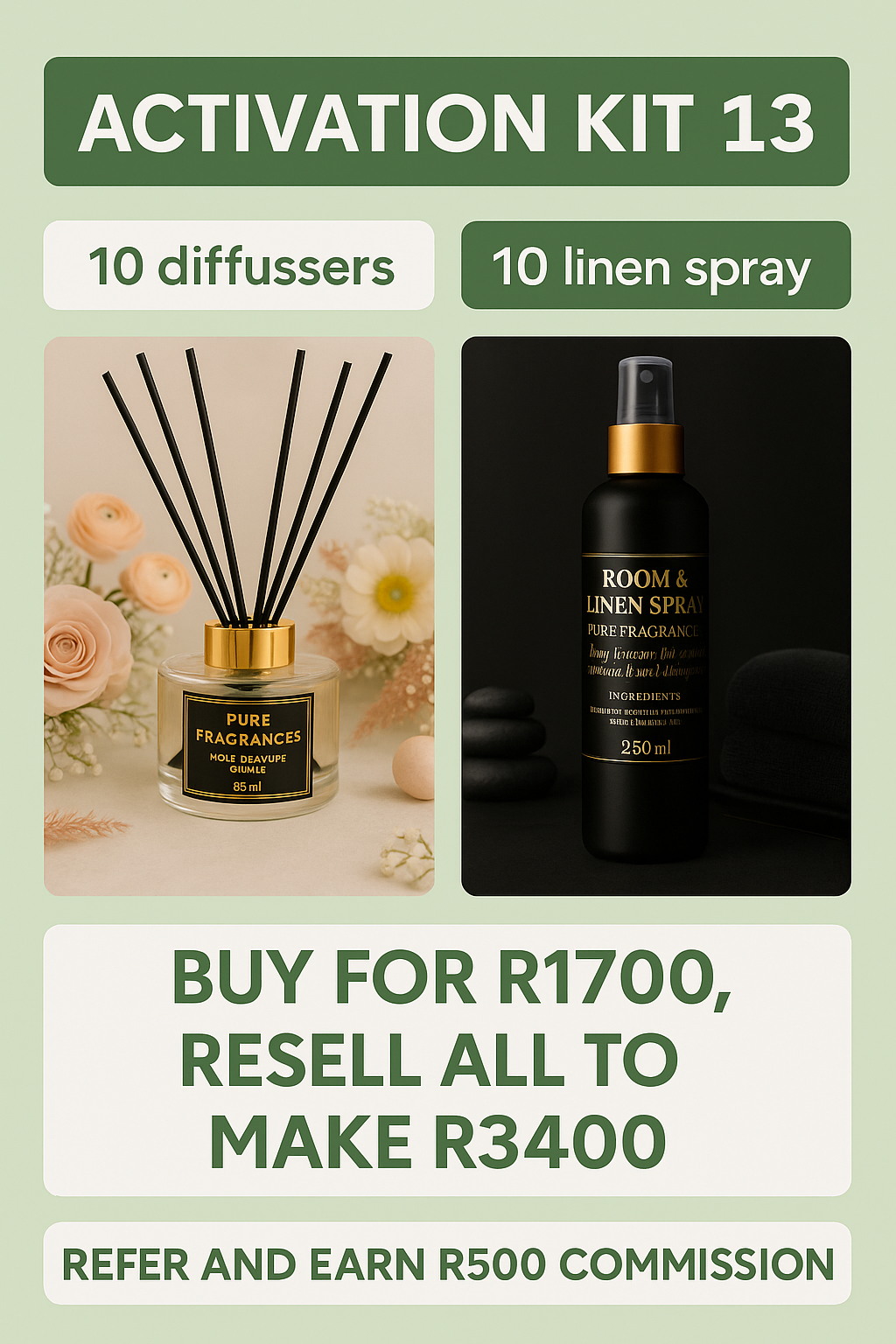 1/1 Activation 10 diffusers, 10 linen sprays