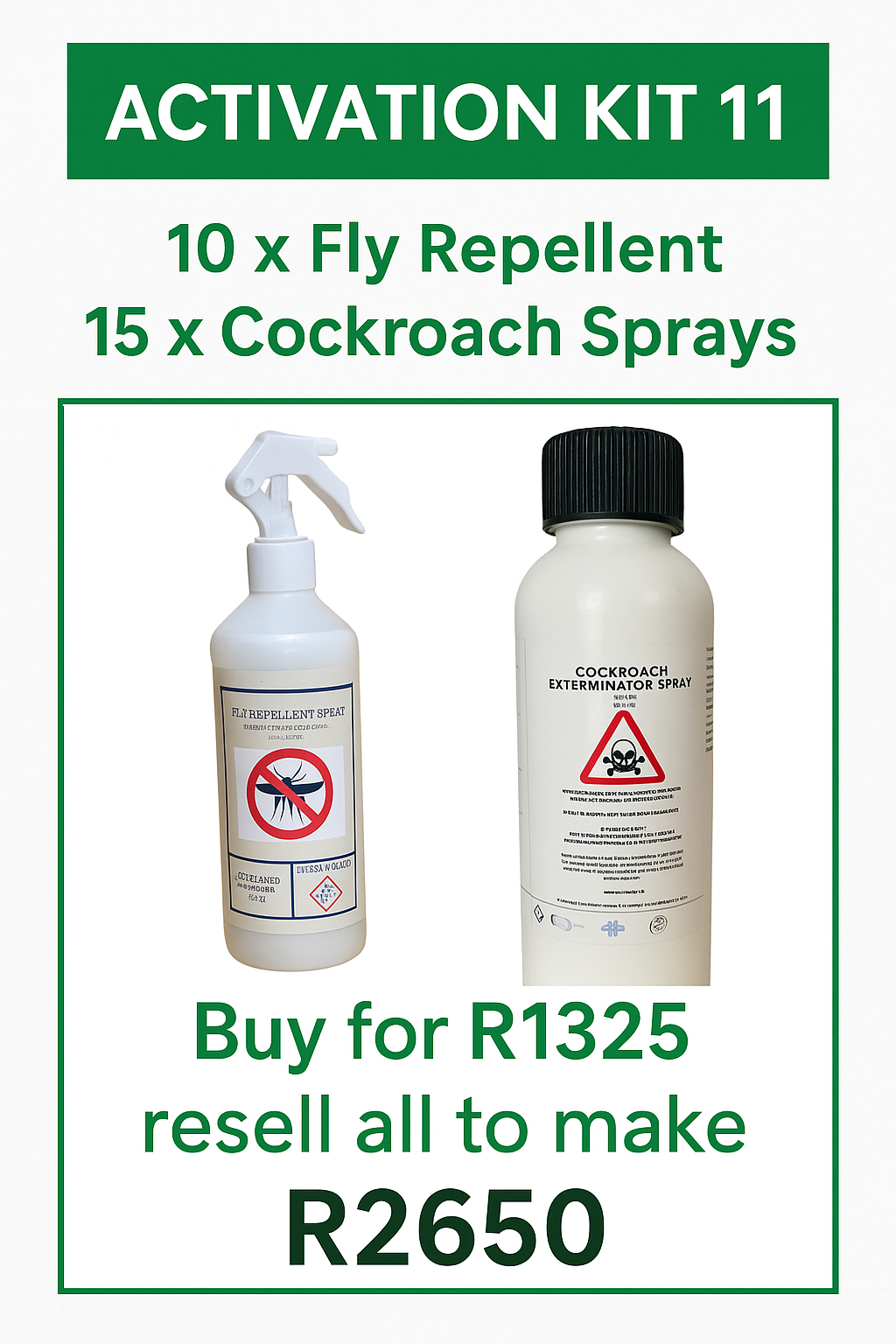 1/1 Activation 10 fly repellent, 15 cockroach sprays