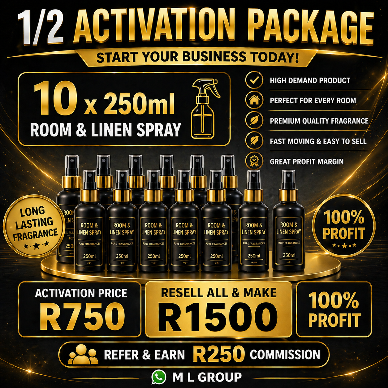 HALF ACTIVATION PACKAGE 10 X ROOM & LINEN SPRAY