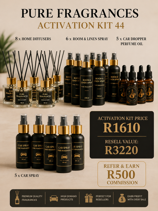 ACTIVATION KIT 44 HOME DIFFUSER/ROOM&LINEN/CAR PERFUME SPRAY/CAR DROPPER OIL